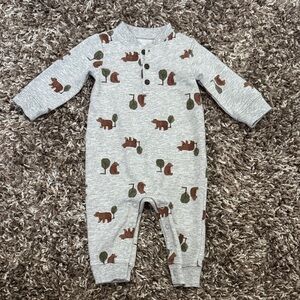 Carter's Gray and Brown Bear Print Footie